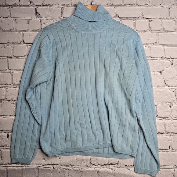 Vintage Talbots Deadstock 100% Italian Merino Wool Baby Blue Knit Sweater New XL - Picture 1 of 10